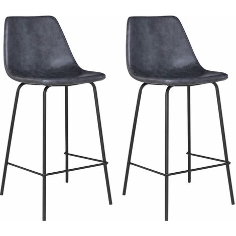 Set di 2 sgabelli vintage LUCIEN grigio scuro - Altezza seduta 65cm