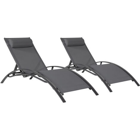 Set di 2 sedie a sdraio GALAPAGOS in textilene grigio - alluminio grigio antracite
