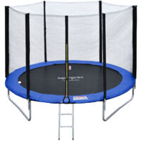 Premium Pack Trampolino 180 cm reversibile blu/verde CAIRNS + rete, scala, copertura e kit di ancoraggio