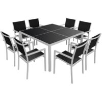 Set di mobili da giardino CAGLIARI in textilene nero 8 posti - alluminio grigio