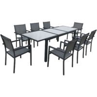 Set di mobili da giardino allungabili in textilene grigio FIRENZE 8 posti - alluminio antracite