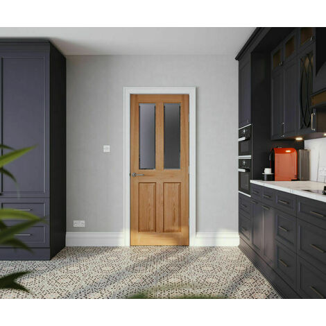 Victorian 4 Panel Oak Glzd Door 2040 x 726mm (1/3)