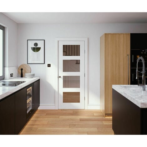 Shaker 4 Panel White Primed Glzd Door 1981 x 762mm