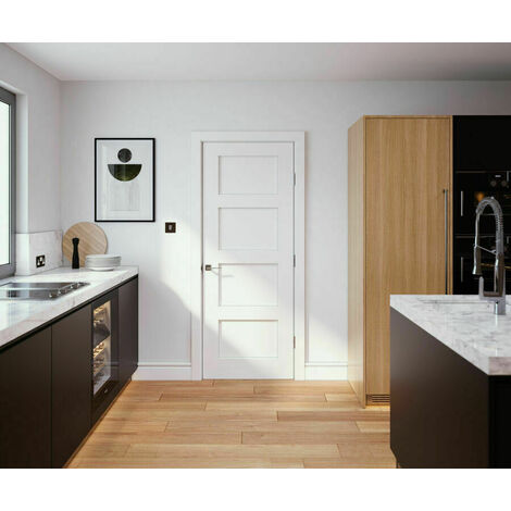 Shaker 4 Panel White Primed Panel Door 1981 x 838mm (1/2)