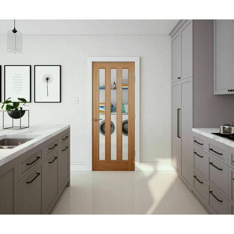 Modern 3P Panel Oak Clear Glzd Door 1981 x 686mm