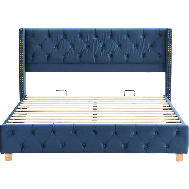 FurnitureR Cadre De Lit En Métal Simple Et Coloré Avec Lattes Et