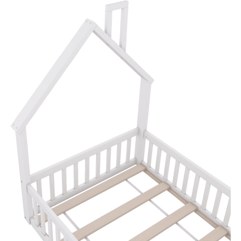 Lit tipi pour enfant 90 x 200 cm - bois massif - sommier à lattes