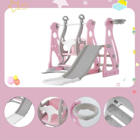 Toboggan et Balançoire, Toboggan Enfant avec Balançoire, 4 en 1 Toboggan Bebe avec Balançoire