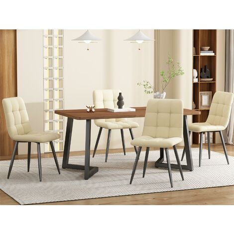Modernluxe – Table à manger 117x68cm – Plateau MDF grain de bois – Pieds métal noir – Stable et durable – Assemblage facile inclus