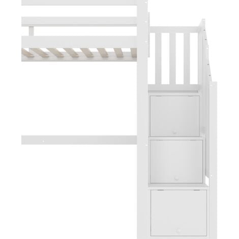 Lit Simple 90x200cm - Avec Prise USB & 2 Tiroirs - Sommier à Lattes - Blanc | Leroy Merlin