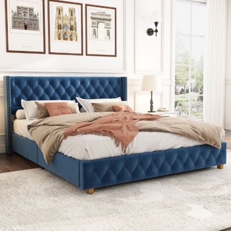 Cae De Lit En Métal Avec Sommier à Lattes, Moderne Pour Lit D'invité