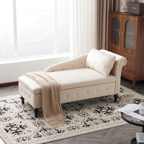 Canapé rembourré en velours - avec espace de rangement - Beige (1/5)