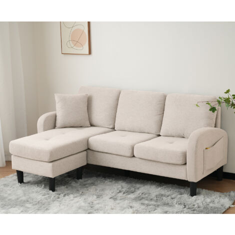 Modernluxe – Canapé d'angle 3 places – Tissu coton et lin – Conception modulaire – Dimensions 166x118x77 cm – Intérieur confortable (1/5)