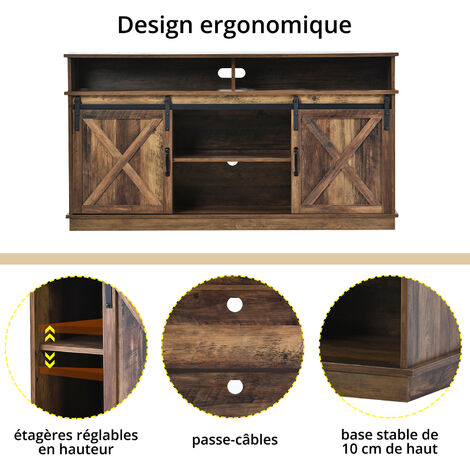 Giantex Buffet Cuisine Rangement, 2 Portes Coulissantes, Étagère Réglable, Armoire Cuisine 2 Compartimens, Buffet Salon Bas Pour Salle à Manger, Cuisine, Salon, 106,5 X 33 X 60 Cm(Noir