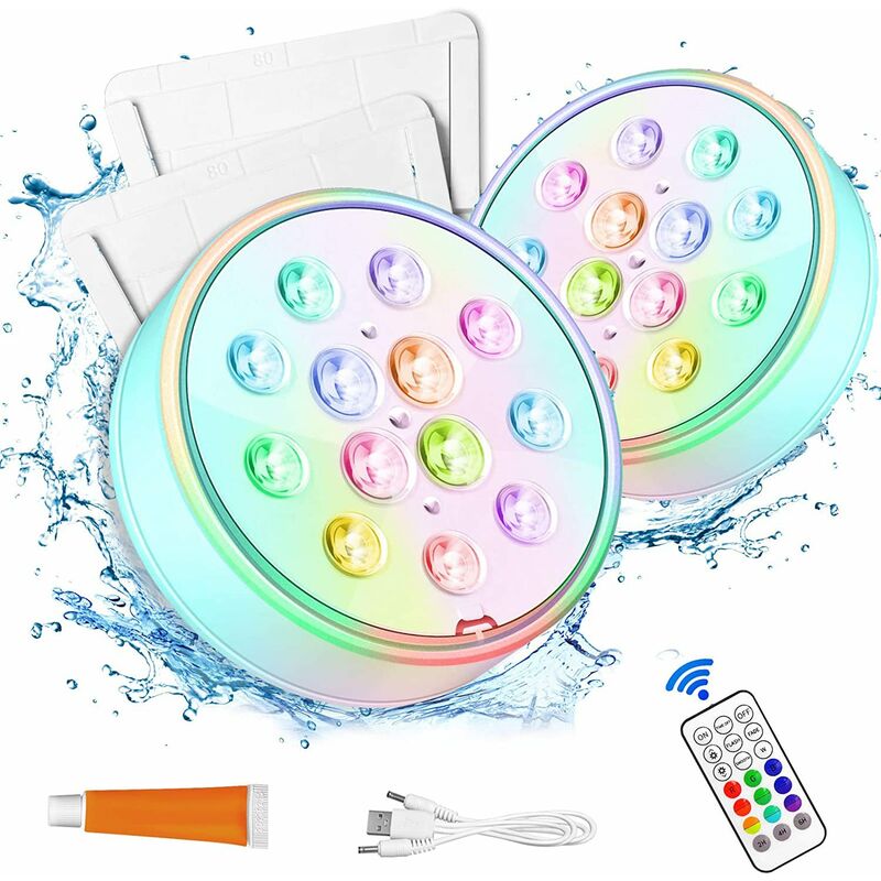 Luce per piscina, luce per piscina ricaricabile completamente sigillata,  IP68 impermeabile, luci per piscina a LED a colori RGB16, risparmio  energetico adatto per giardino, vasca da bagno, spa, vaso (