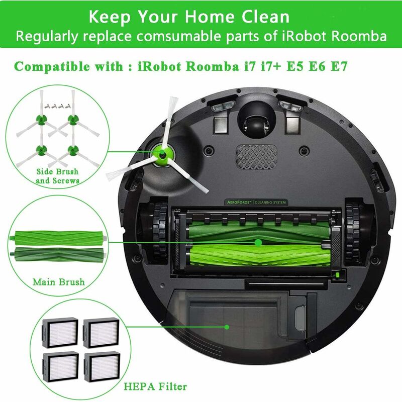 Accessori Kit di sostituzione Compatibile con iRobot Roomba serie i7 i7+ i7  plus e Aspirapolvere E5 E6 E7 - 14 pezzi