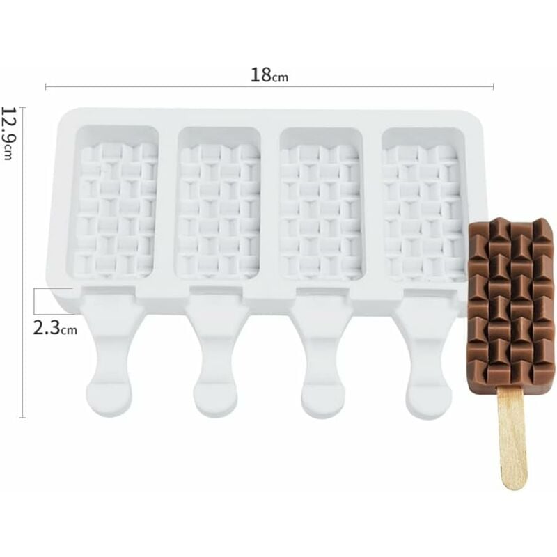 Stampo per gelato in silicone, stampo per ghiacciolo pop a 4 celle