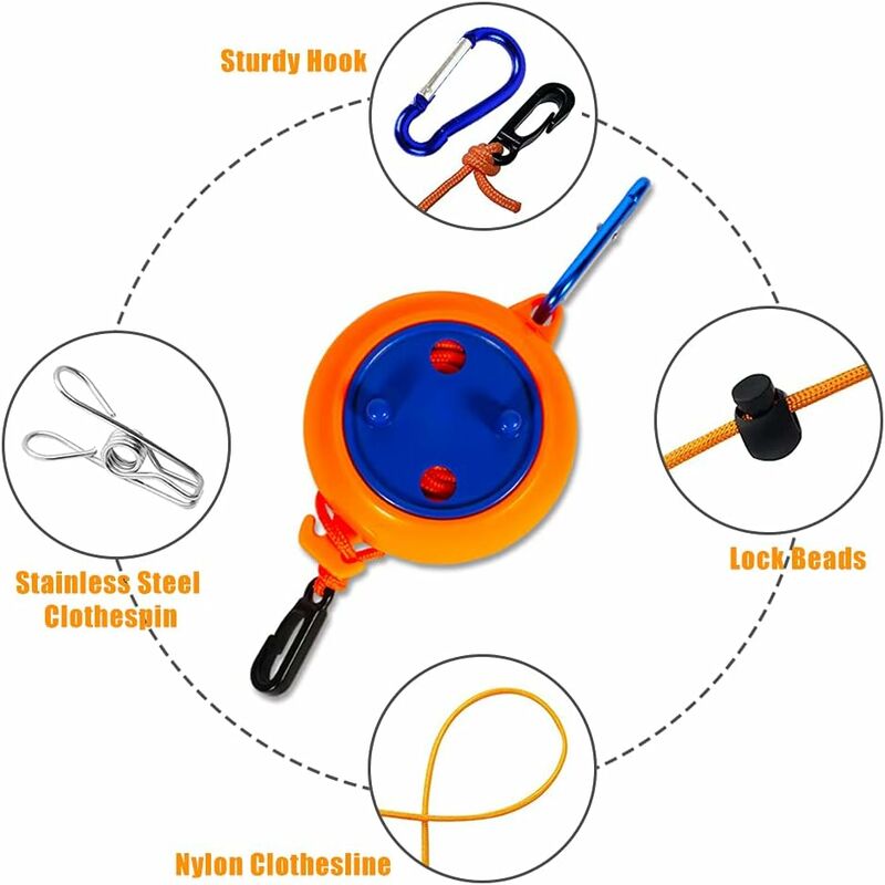 Stendibiancheria Retrattile, Stendibiancheria Portatile da 26 Piedi con 10  Perline di Bloccaggio e 20 Mollette - Antiscivolo e Antivento - per  Campeggio, Viaggi, Cortile, Lavanderia