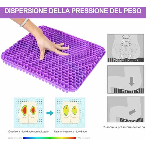 Cuscino per sedile in gel, cuscino per sedia da ufficio traspirante Cuscino  per seggiolino auto antiscivolo