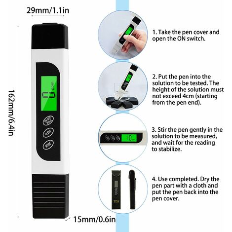Tester di qualità dell'acqua, misuratore EC accurato Misuratore TDS e penna per  test di temperatura