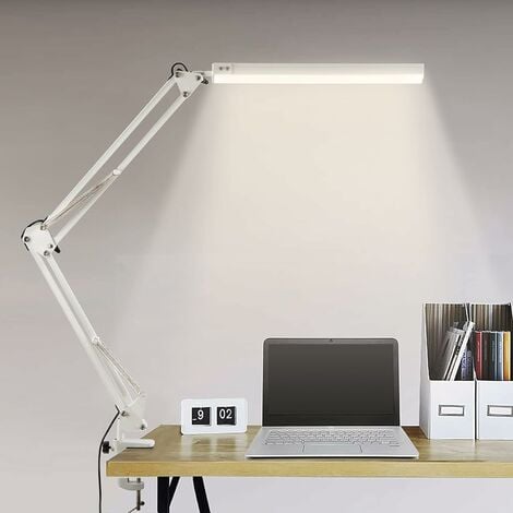 Lampada da Scrivania 60W Moderna, Lampada da Tavolo con Braccio Girevole  Regolabile, Lampada da comodino Protezione Occhi per Lettura, Ufficio