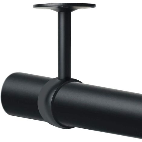 Support de Tringle à Rideaux Support Tringle Penderie avec Vis Support de Plafond pour Rideau et Armoire, Noir Mat en Acier Inoxydable, Diamètre 32 mm, 2 Pcs