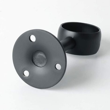 Support de Tringle à Rideaux Support Tringle Penderie avec Vis Support de Plafond pour Rideau et Armoire, Noir Mat en Acier Inoxydable, Diamètre 32 mm, 2 Pcs