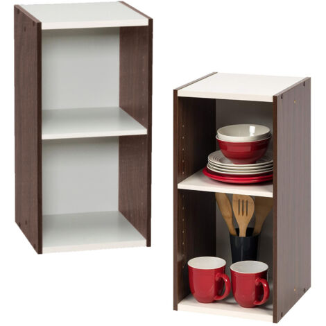 Iris Ohyama, BÃ¼cherregal mit 2 Ablagen, Set mit 2 BeistellmÃ¶beln, Design, Modular, BÃ¼ro, Schlafzimmer, Wohnzimmer - UB-6030 - Braun