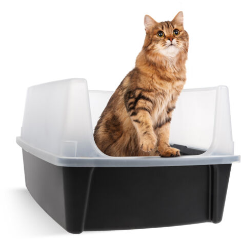 Iris Ohyama Offene Katzentoilette XL – Große Katzenstreubox ohne Deckel, Hoher Rand, Einfach zu Reinigen, Spritzschutz, Für Große Katzen & Kätzchen, BPA-freier Kunststoff