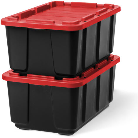 Iris Ohyama, Kunststoff-Aufbewahrungsbox mit robustem Deckel, 100L, 2er-Set, schwarz, UTB-27