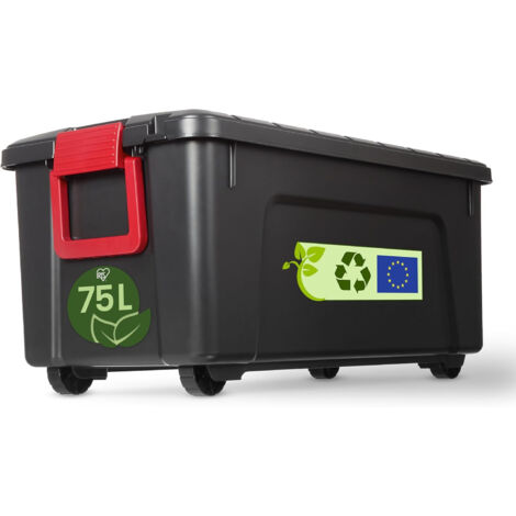 Iris Ohyama, strapazierfähige Kunststoff-Aufbewahrungsbox, 75L, Einzelstück, schwarz, SIA-75