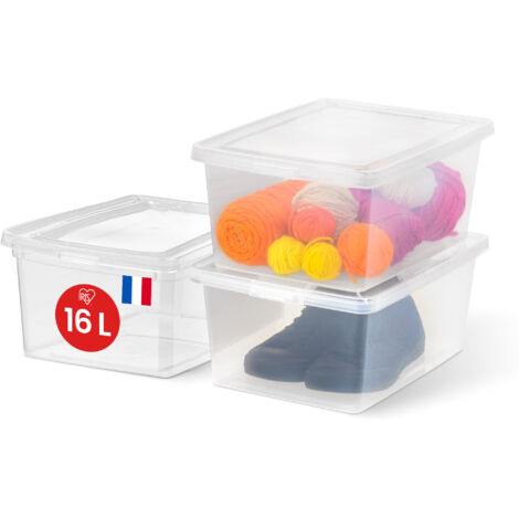 Iris Ohyama, Mehrzweck-Aufbewahrungsboxen aus Kunststoff, 16L, 3er-Set, transparent, CNL-16E
