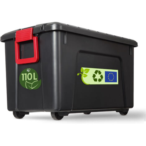 Iris Ohyama, strapazierfähige Kunststoff-Aufbewahrungsbox, 110L, Einzelstück, schwarz, SIA-110