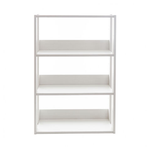 Iris Ohyama, Bücherregal, 3-stufiges Regal, 14 cm breite verstellbare Regale, Stabil, Industriell, Waschküche, Wohnzimmer, Eingangsbereich, Schlafzimmer, Büro - Open Wood Rack OWR-600-Eiche weiß