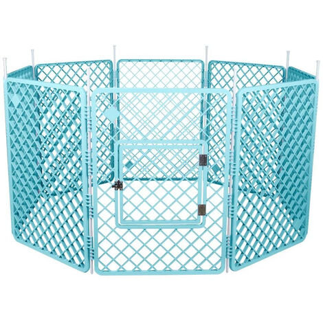 COSTWAY Welpenauslauf 8-teilig Faltbar - 80cm Hoher Hundelaufstall Mit Tür - Indoor & Outdoor