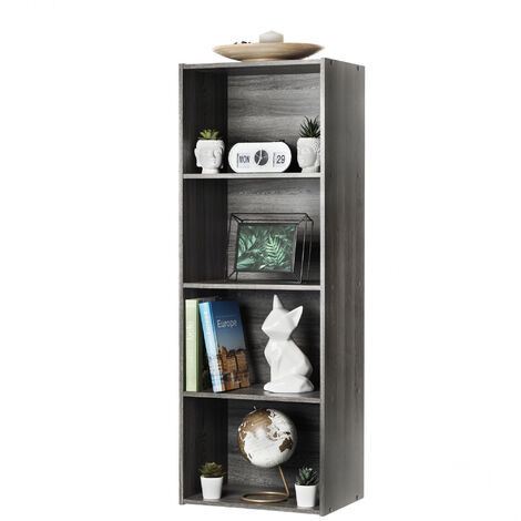 Iris Ohyama Modernes Bücherregal, 4 Etagen, Grau, Vielseitig, Modular, Offenes Regal, Für Wohnzimmer, Büro, Schlafzimmer, Platzsparend, Bücher, CD, Dekor, Einfacher Aufbau, CX-4