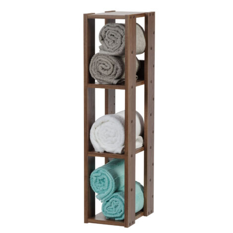 Iris Ohyama, Bücherregal, 3-stufiges Regal, 14 cm breite verstellbare Regale, Stabil, Industriell, Waschküche, Wohnzimmer, Eingangsbereich, Schlafzimmer, Büro - Open Wood Rack OWR-200- Braun