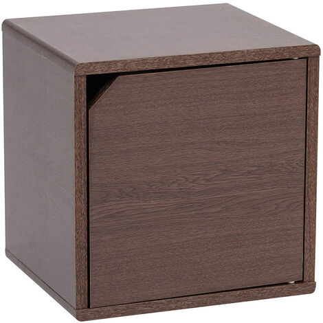 Iris Ohyama, Regal, Aufbewahrungswürfel, Kleines Beistellmöbel, Tür mit Clips, Stapelbar, Büro, Schlafzimmer, Wohnzimmer - QR Box With Door QR-34D- Braun