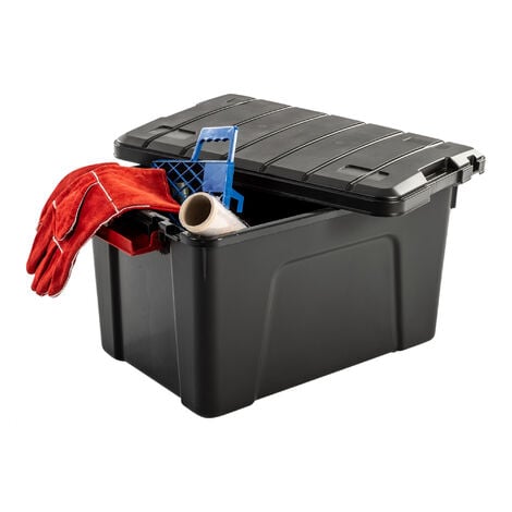 Iris Ohyama, Koffer, Aufbewahrungsboxen aus Kunststoff, mit Deckel und  Verschlusscips, 60L, Stück, Stapelbar, Räder, BPA-frei