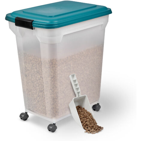 Iris Ohyama Hundefutter Aufbewahrung mit Rollen, 45L/15kg, Blau, Luftdichte Futterbox, Trockenfutter, FutterbehÃ¤lter, FÃ¼r Hunde, Katzen, TierfutterbehÃ¤lter, Schaufel, BPA-frei, Futtertonne, ATS-L