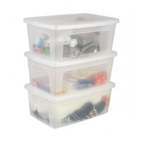 Iris Ohyama Vielseitige Aufbewahrungsboxen, 11L, 3er-Set, Transparent, Deckel leicht schließbar, Stapelbar, Plastik, Für Schrank, Regale, Klassenzimmer, Organisation, Kunstbedarf, Schuhe, MCB-11