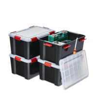 Iris Ohyama Luftdichte Kunststoff-Aufbewahrungsboxen mit Deckel, 50L, 4er-Set, Schwarz, Hermetischer wasserdichter Verschluss, Robuste Schnappverschlüsse, Stapelbar, Staubschutz, BPA-frei, AT-L