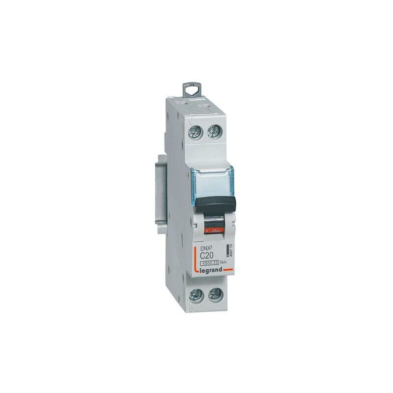 LOT DE 10 Disjoncteurs Phase+Neutre DNX³4500 6kA arrivée et sortie borne à vis - 1P+N 230V 20A courbe C - 1 module -406775