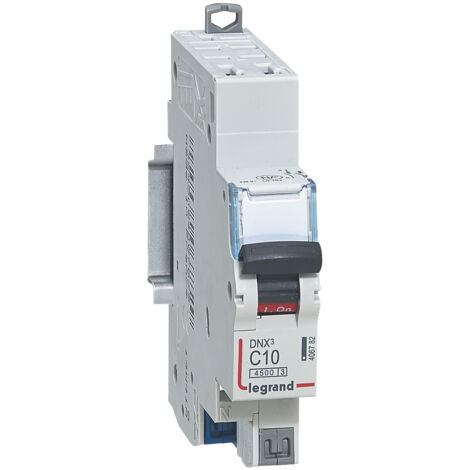 LOT DE 10 Disjoncteurs Phase+Neutre DNX³4500 6kA arrivée et sortie borne auto - 1P+N 230V 10A courbe C  -406782