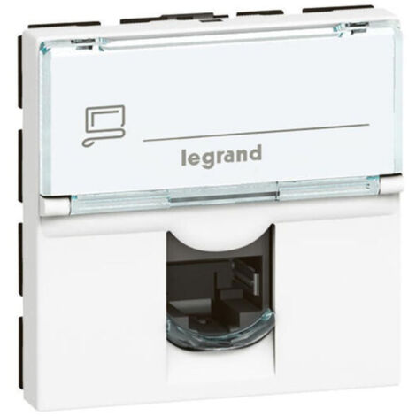 Legrand – Prise RJ45 catégorie 6 FTP Mosaic 2 modules – Finition blanche RAL9003 brillante – Connexion rapide sans outil – Compatible AWG 22 à 26 - gorie6