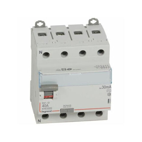 Legrand – Interrupteur différentiel tétrapolaire 400V type AC – 4P 40A 30mA – Arrivée haute et départ bas à vis – Conforme NF EN 61008-1