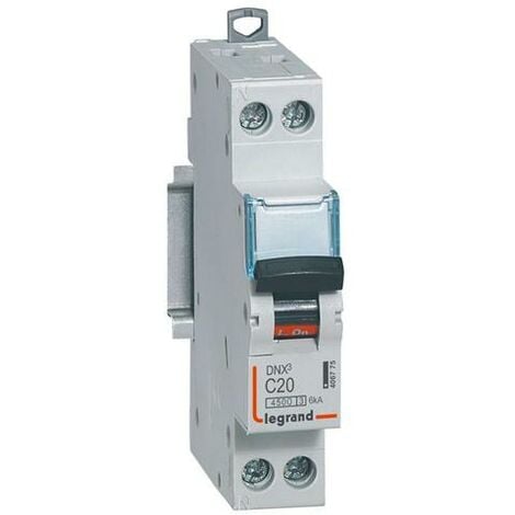 LOT DE 10 Disjoncteurs Phase+Neutre DNX³4500 6kA arrivée et sortie borne à vis - 1P+N 230V 20A courbe C - 1 module -406775