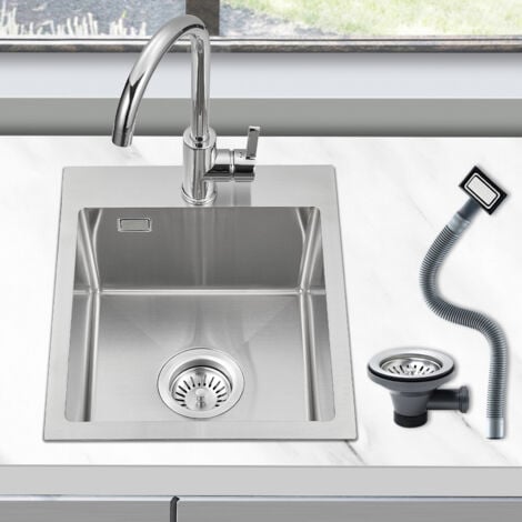ROVOGO Edelstahl Spülbecken 48x39cm | Gebürstet Mit Ablauf-Set & 5 Jahre Garantie