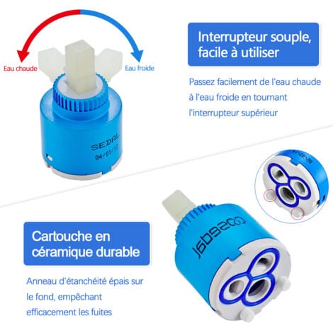 35 mm SEDAL Cartouche Ceramique pour Robinet, Mitigeur Robinet de Cuisine, Robinet de Salle de Bain, Douche Mitigeur Valve Remplacement Cartouche Mitigeur