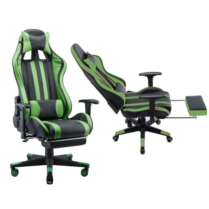 Yaheetech Chaise racing pour gamer, chaise de bureau, ergonomique,  pivotante, réglable en hauteur, avec repose-pieds, appui-tête et coussin  lombaire - Jusqu'à 140 kg : : Cuisine et maison